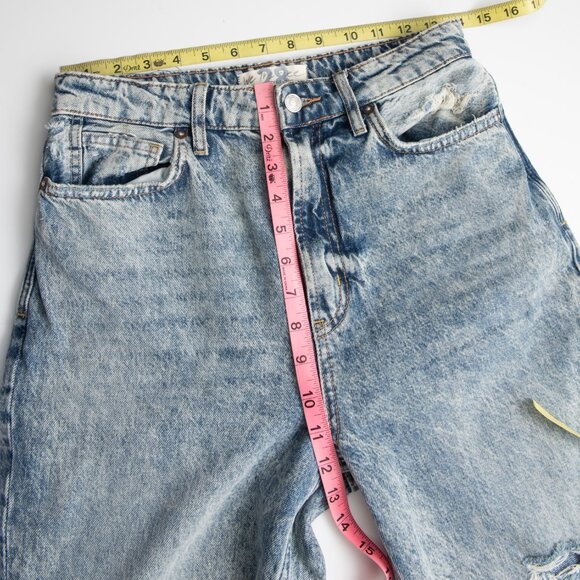 Free People "My Own Lane" Jeans Straight Leg Acid Washed High Waist Blue Size 28 - Picture 7 of 7